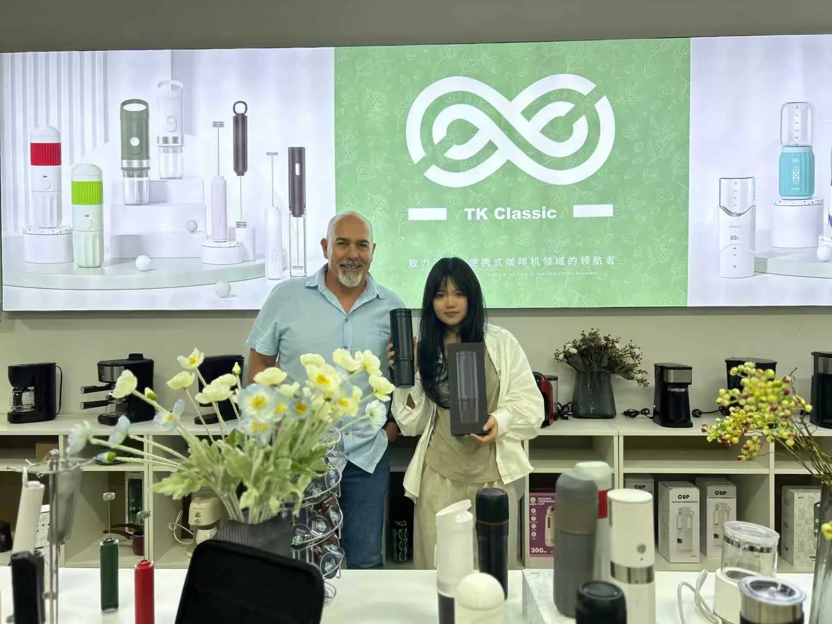 TK Classic product presentation area with portable coffee appliances
