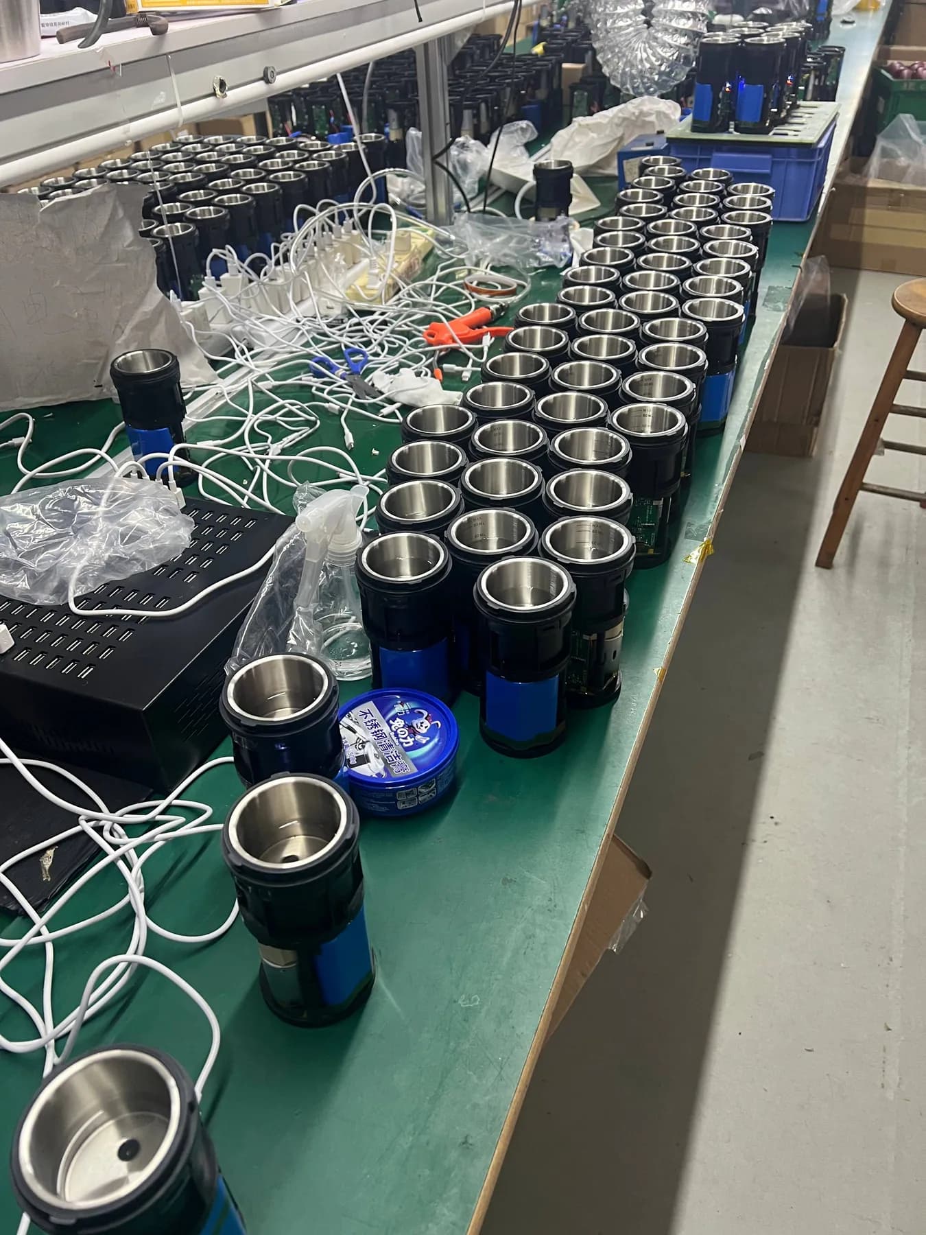 Portable coffee machine modules connected for powered functional testing